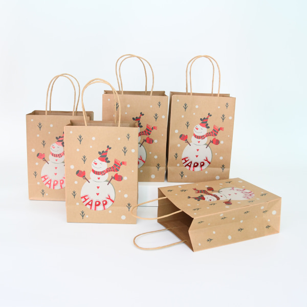 #10 Christmas Kraft Gift Bags with Assorted Christmas Prints for Kraft#