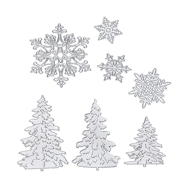 7 st Julgransstansar Snöflinga-stansar För Diy Präglingskort-dekor