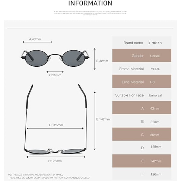 *Pienet metalliset ovaalin muotoiset karkkiväriset unisex-aurinkolasit (punainen)*