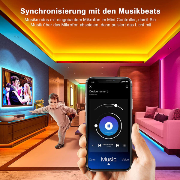 #LED-remsa LED-bakgrundsbelysning för TV Musiksynkronisering RGB Bluetooth-app#