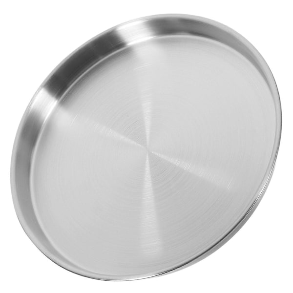 Ruostumattomasta teräksestä valmistettu pyöreä lautanen metallinen ruokalautanen retkeilylautanen pihvilautanen