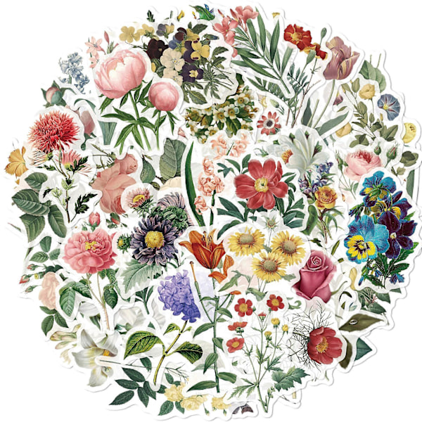 53 Klistremerker Scrapbooking Klistremerker, DIY Dekorativt Vintage Blomsterplante Sett Klistremerke