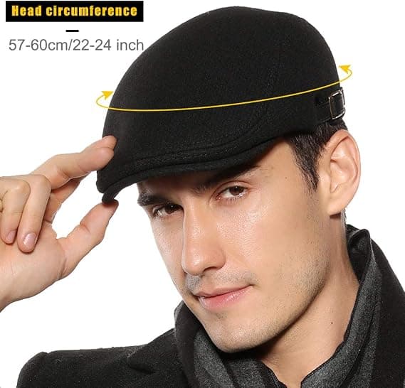 #Hatt med flat beret for menn, justerbar flat hatt, høst og vinter#