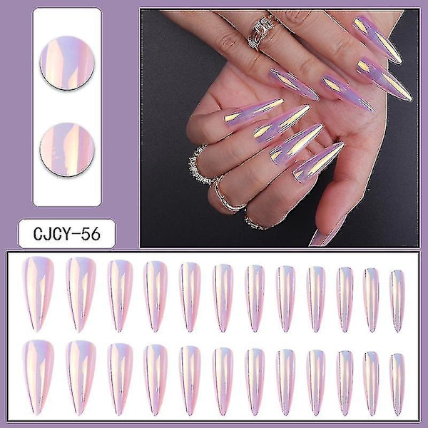 Lang stil europæisk og amerikansk slid rustning lang spids negl udtværet gradient galvaniseret negle patch manicure ark