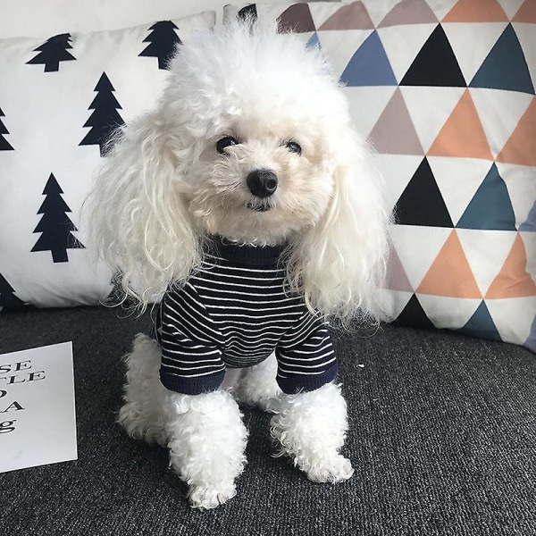 Husdjurskläder vår höst bomull randig all-match teddy bichon fransk bulldog kläderMStripe bomull tunn