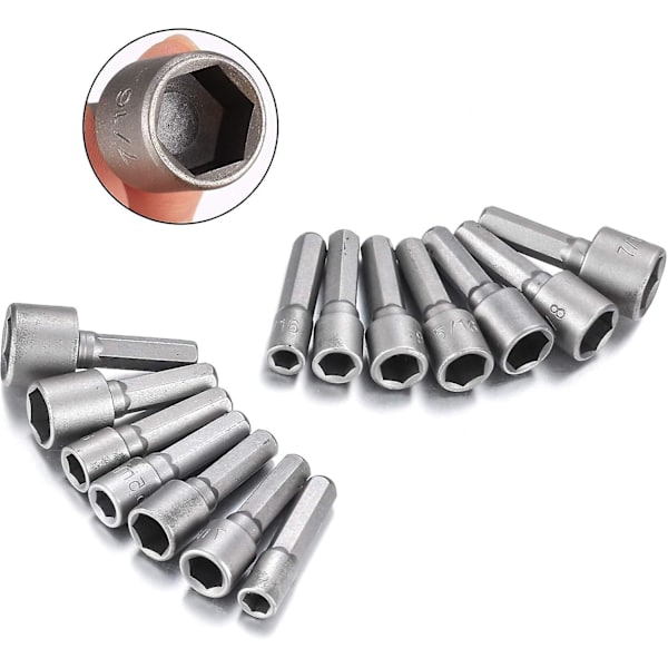 14 delers sekskantmuttertrekkeradapter, skrutrekkerinnsats, bitsett, sekskantmuttere for magnetisk skrutrekker sekskantbits