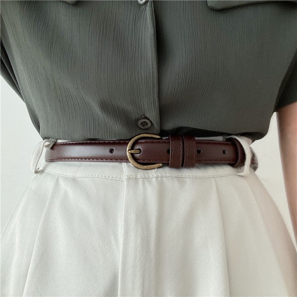 #Brun vintage lite belte for kvinner, 100cm#