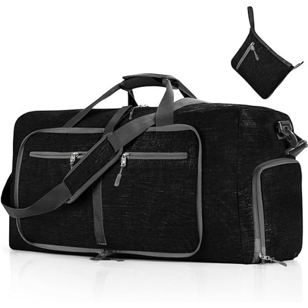 #Bærbar sammenfoldelig rejsetaske-sort 115L, kationisk sportstaske stor#