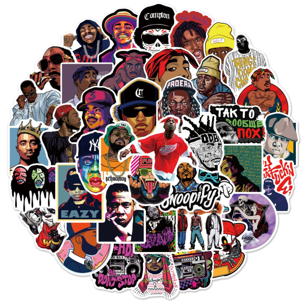 #Klistermerker hip hop - 50 stk flerfarget#