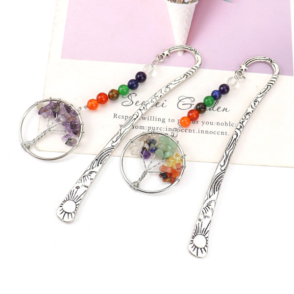#Vintage Metal Bogmærke Amethyst Krystal Gemsten Vedhæng Charm#