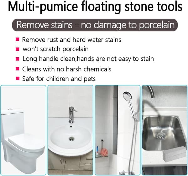 6-pack Pumice Stenar för Toalettstädning, Skrubbsticka Powe