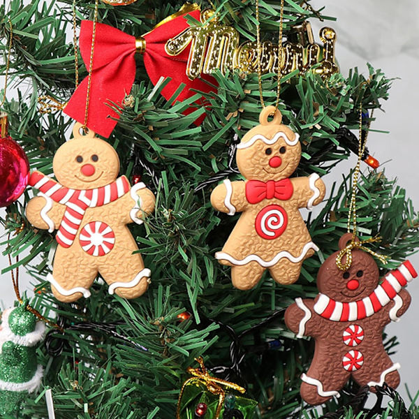 *12 stycken pepparkaksgubbe julgranshänge, mini jul*