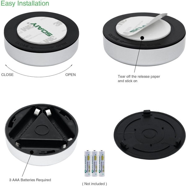 5 Pack Itsekiinnittyvä LED-pistelamppu yövalo Virtalähteenä 3 Batt