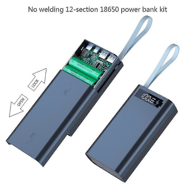 Irrotettava 12-paikkainen Power Bank -pidike kotelolle DIY-käyttöön kuorelle 18650 Dual Usb -akku