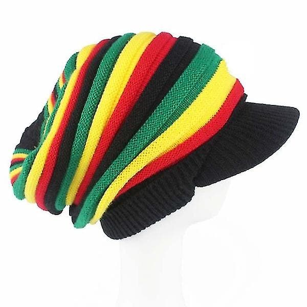 Vinterhat Jamaicansk Beanie Stribet Slouchy