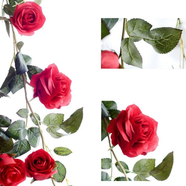 #Kunstig rosekrans blomsterkrans dekorere 2.2M rosevin#