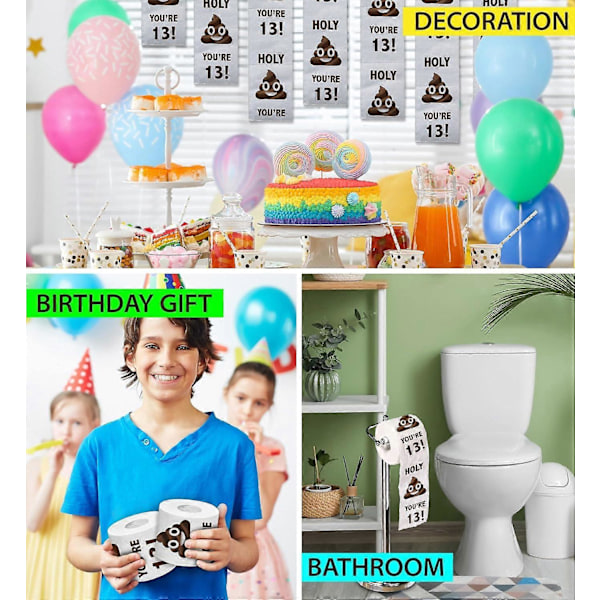 Painettu WC-paperi Holy Poop You're 13 Painettu WC-paperi Vitsilahja Hyvää 13-vuotissyntymäpäivää Hauska WC-paperi Parhaaseen Kepposeen