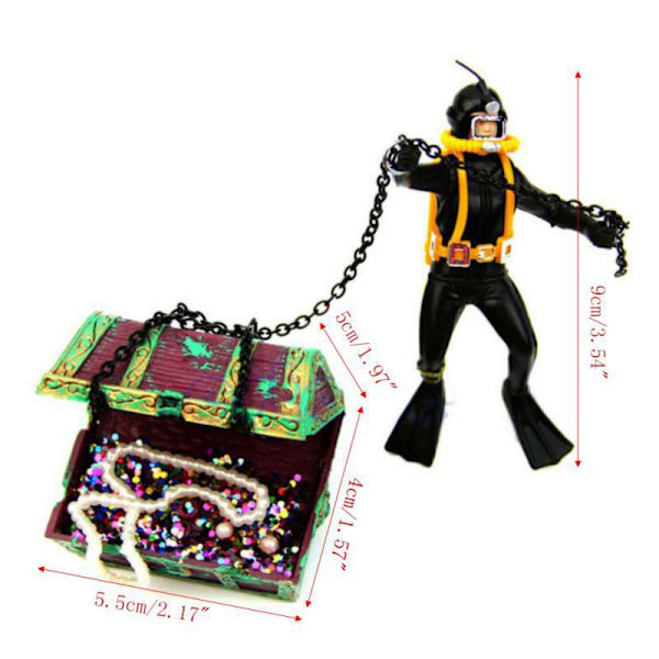 Sort Skattejæger Ornament Akvarium Fiske Action Figur Dykker