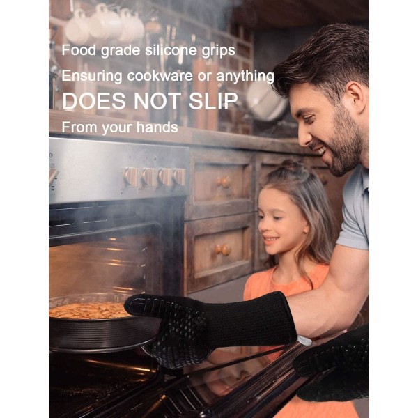 *Dobbel ovnvotter Varmebestandige grillhansker, 800°C Varmebest*