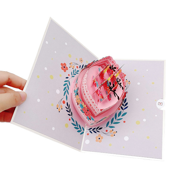 #2 st Handgjorda 3D Pop-up Grattiskort 3D Grattiskort Grattiskort för Pojkar Flickor Män Maken Fru Son Mamma Pappa (Tårta)#