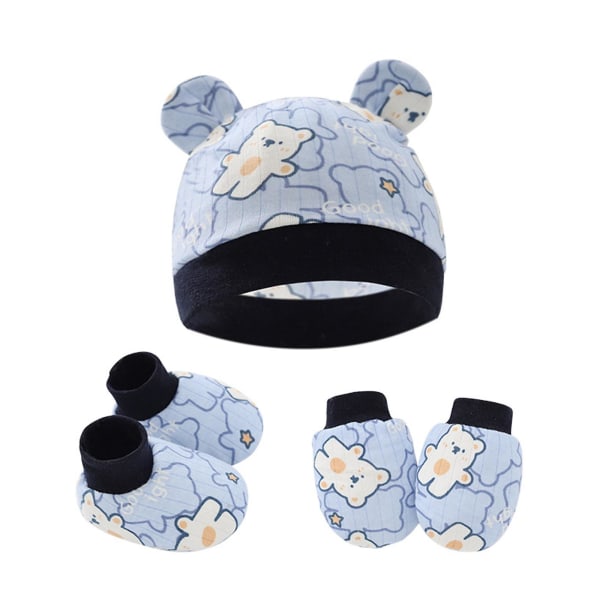 Baby Anti-skrapa bomullshandskar Hatt Cover Set Strumpor Cap Kit Tillbehör för nyfödda baby Pojkar Baby Shower