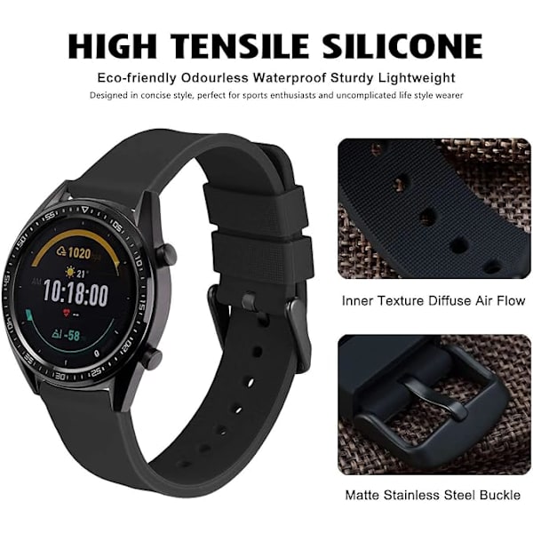 Silikonarmband med svart spänne, snabb utbytesrem
