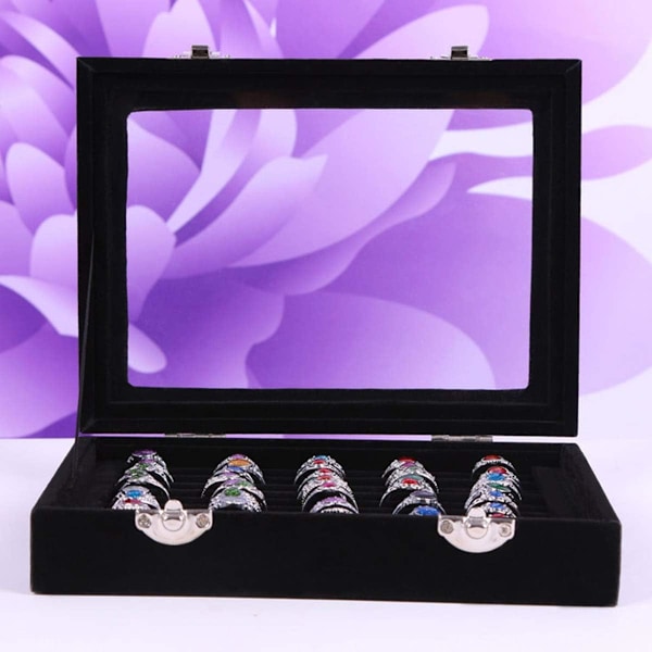 20 x 15 x 5 cm Sort, Smykkeskrin Opbevaringsboks Display Case Vand Vlour