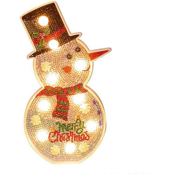 *Diamantmaleri-lampe, DIY LED-diamantmaleri Snømann Nattlig*