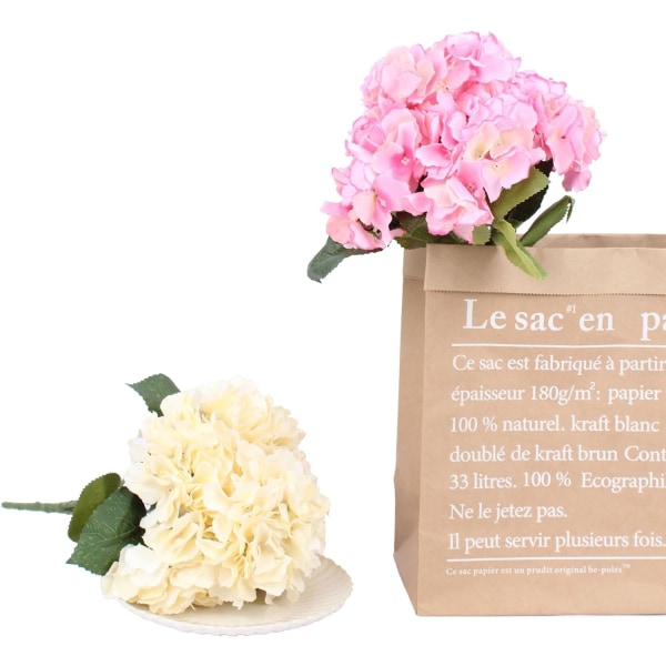 2 Pakkaa Tekokukkia - Silkki Hydrangea - Kukkakimppuihin, H