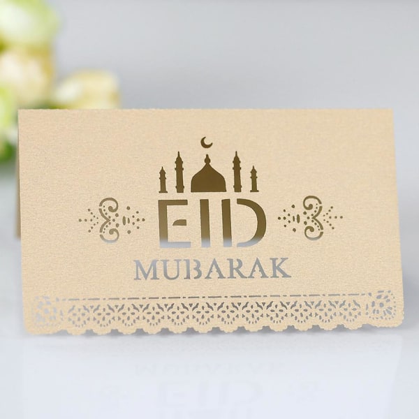 100 st Eid Mubarak Papper Vykort Ramadan Kareem Fest För Sitt Bord Inbjudan Ihåligt Placera Kort Muslimsk dekoration