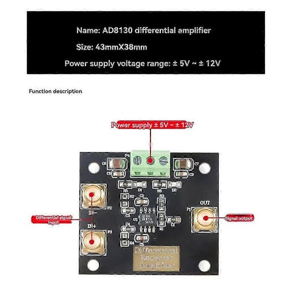 AD8130 Differential Receiver Forstærker Board Modul Single-Ended Common Mode Rejection Ratio Lav Støj