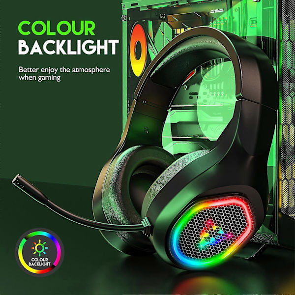 Gaming Hodetelefoner Lav Latens 7.1 Kanal Surroundlyd 360-graders Roterende Støyreduksjon Kablet Headset
