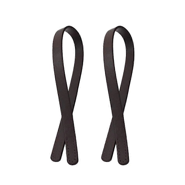 2 st 60cm PU Läder Handtag för Handväska Slitstark Väska Ersättningsrem Porös Handsydd Väskrem för Kvinnor Damer DIY Påse (Mörkbrunt Kaffe)