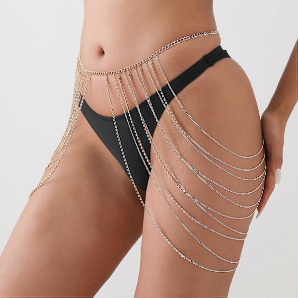 Strass Kroppskedjor Lager Kristall Midjekedja Strand Bikini Mode Kroppsmycken Accessoarer för Kvinnor och Flickor