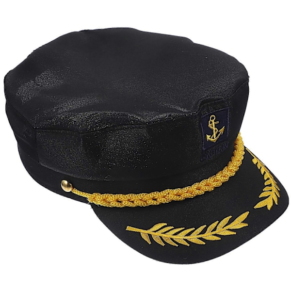 1 stk. Søkaptajnshat Broderet Navy Cosplay Voksen Kaptajnshat Manian Stil til Voksne (Sort)