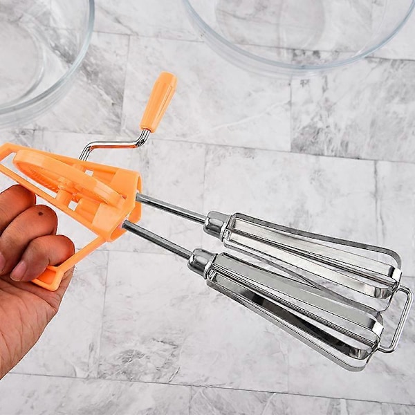 Manuell roterende eggvisp i rustfritt stål, kjøkkenverktøy for matlaging og baking, 2 stk, 25,5 cm