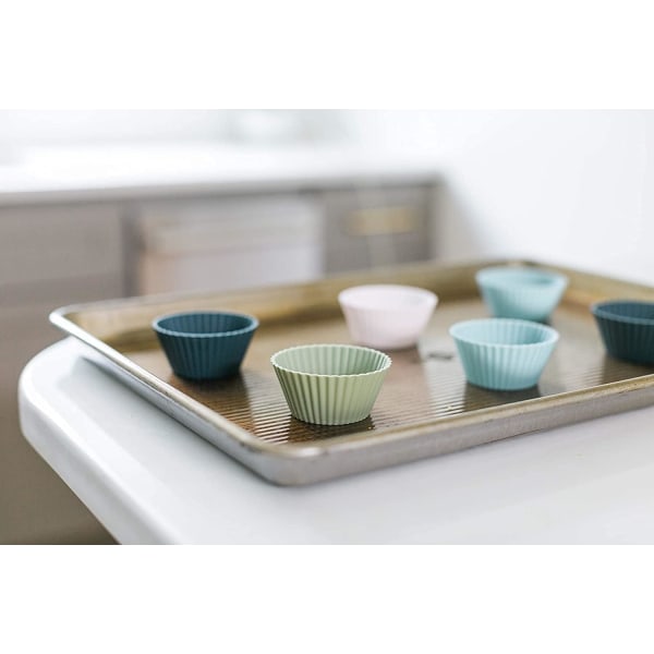 12 pakke standard silikone muffin kopper, 4 farver, genanvendelige, ikke-S