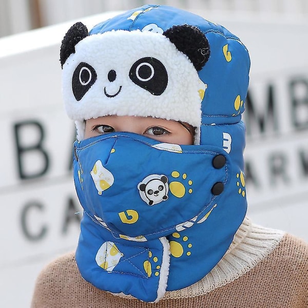 Animal Panda Sharp Bomber Hattar För Flicka Pojke Med Halsduk Halsmasker Cap Öronlappar