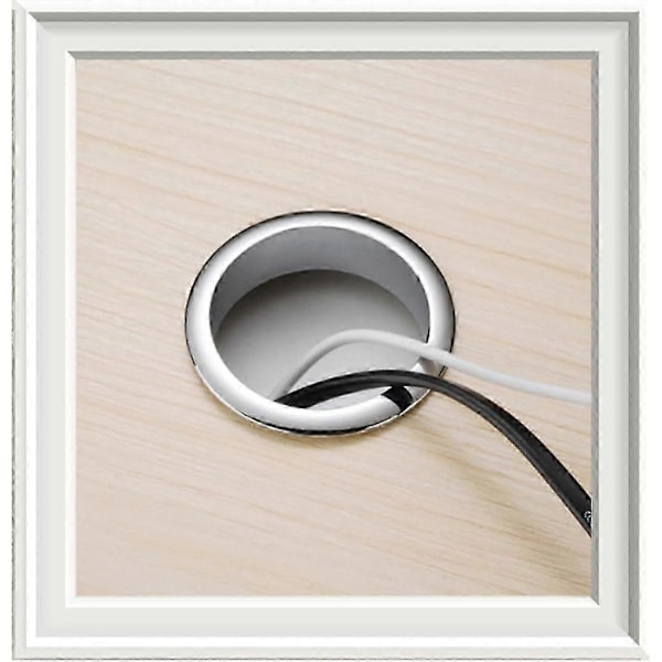 60 mm metal skrivebordskabelgennemføring - dekorativ ring til møbelgevindkasse, ledningsstyring til computerbord, 3 stk. (én størrelse)