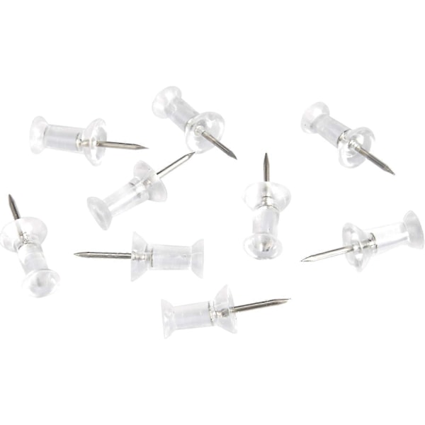 Förpackning med 10 häftstift Transparent plasthuvud Stålspets, 23*8mm