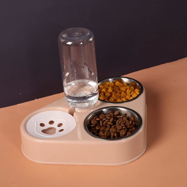 *Double Raised Cat and Dog Bowl Cat Bowl, 3-in-1 Pet Bowl with Aut*