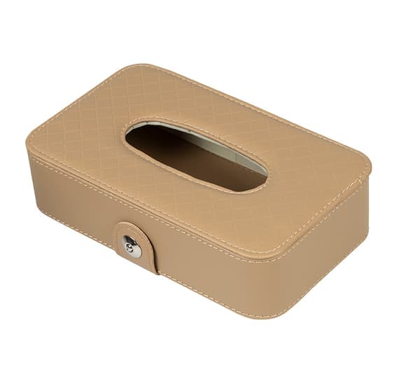 Bildeboks for bil, håndtakboks, lær, papp, beige