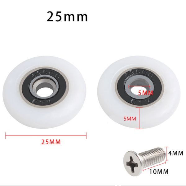 /#/8-pack ersättningsduschdörrhjul för 25 mm diameter/#/