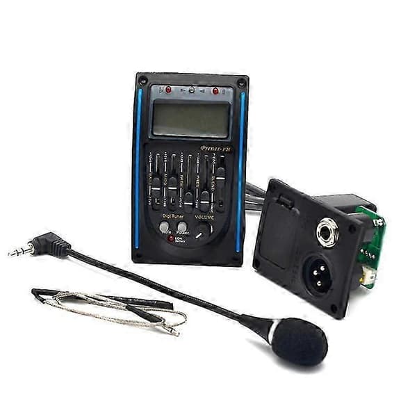 Akustisk Gitarr Pickup, 5-bands EQ Equalizer Gitarrförförstärkare Piezo Pickup Stämapparat med Mic LCD-display