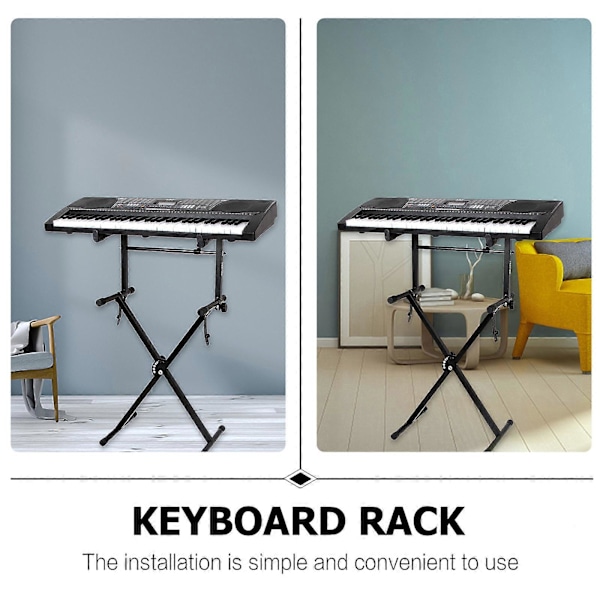 Universelt Keyboard Stativ Elektrisk Orgel Stativ Rack Klaver Keyboard Stativ (Sort)