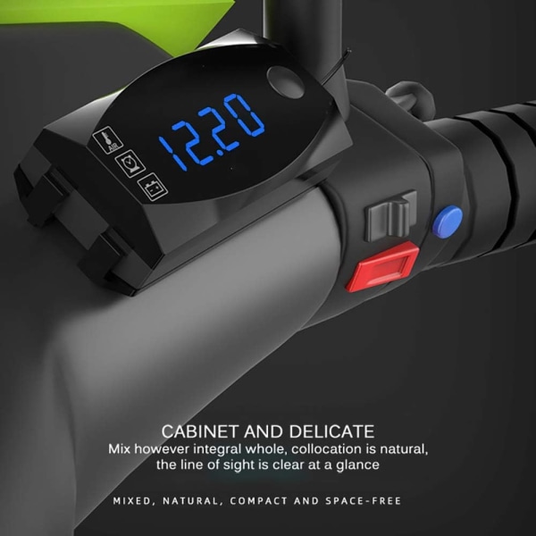 *Motorcykel LED-display digitale målere, 2 i 1 voltmeter ur*