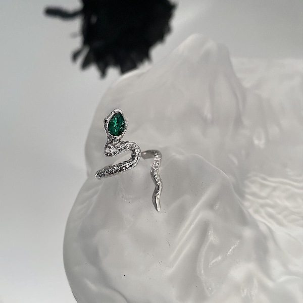 Gotisk Orm Wrap Ring Svart Halvöppen Ormring Djurring Serpentin Ankelring Justerbar