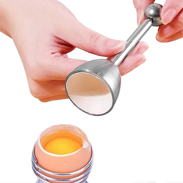 Eggeskallkutter med eggeglass og eggeskje, eggeskallåpner