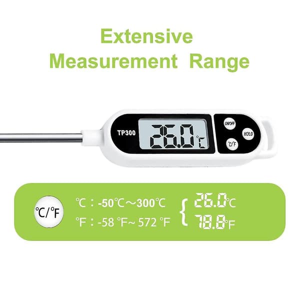 Matlagningstermometer, snabbläsande matlagningstermometer med lång sond och LCD-display, digital kökstermometer köttermometer för matlagning, kött