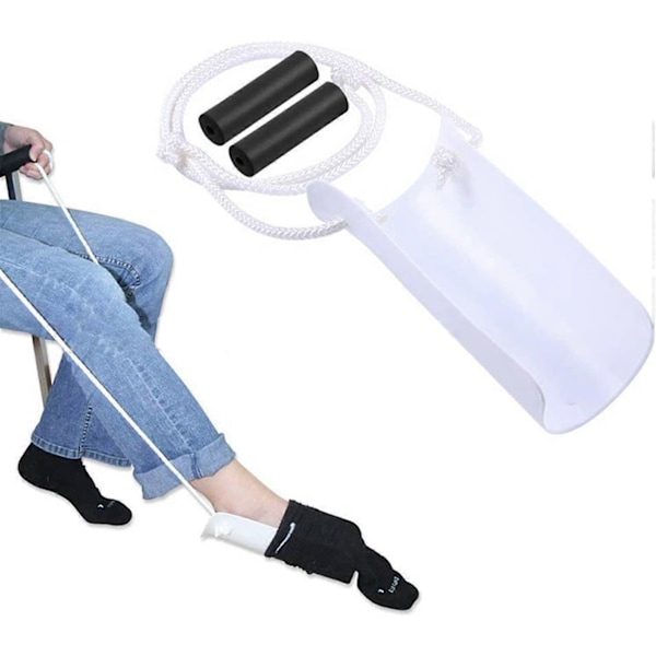 Sockhjälpmedel för att ta på och av strumpor, flexibelt sockhjälpmedel, draghjälpmedel, justerbart strumppådragare
